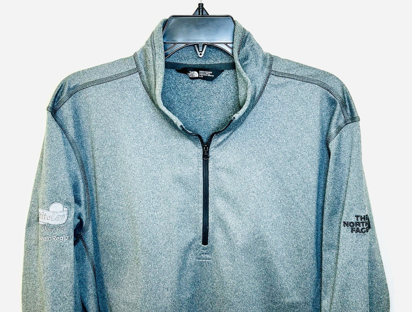 The North Face Mens Tech Essential 1/4 Zip Fleece Pullover Gray Large / FritoLay