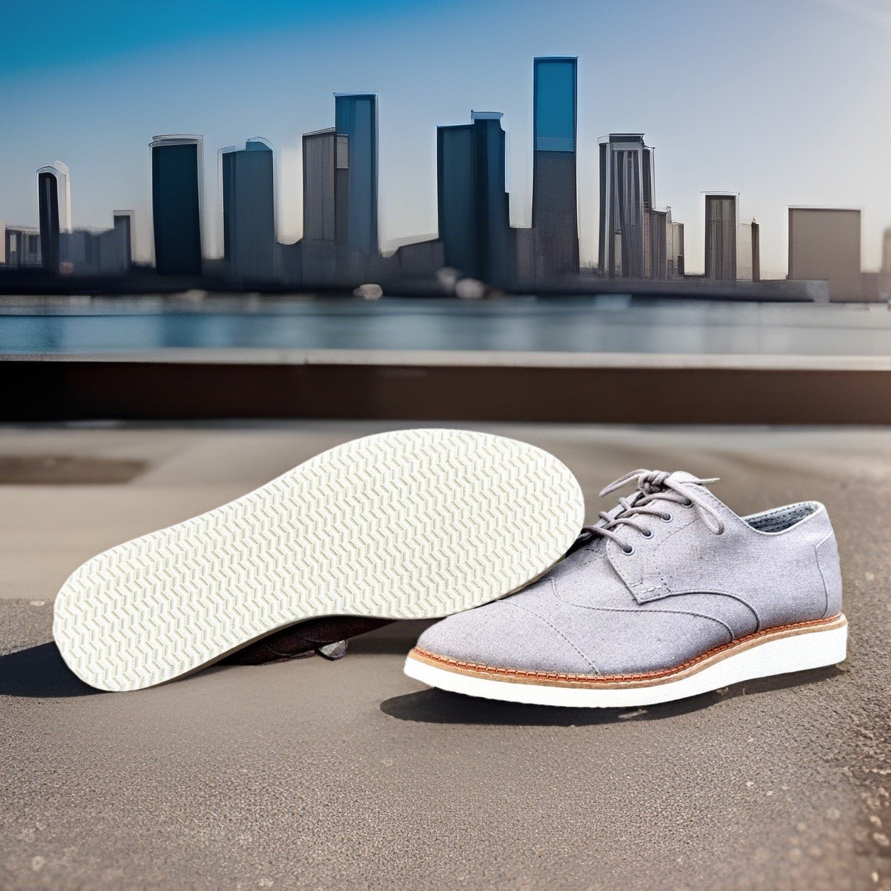 TOMS Brogue Oxford Men’s Size 11 - Dary Gray Leather/Washed Canvas - New w/o Box