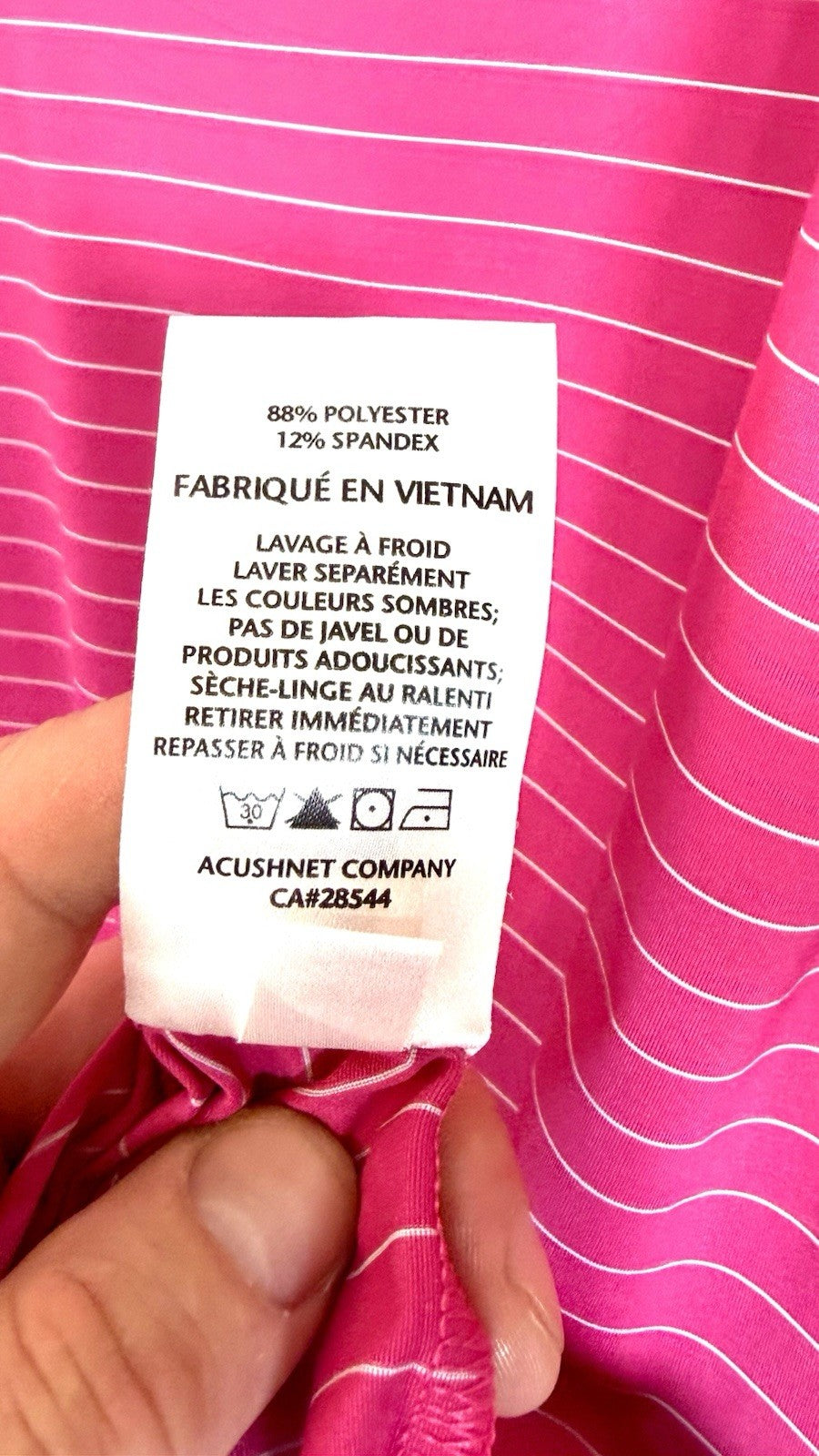 FootJoy Mens Golf Polo Shirt Pink White Striped Stretch Embroidered Top Tall L