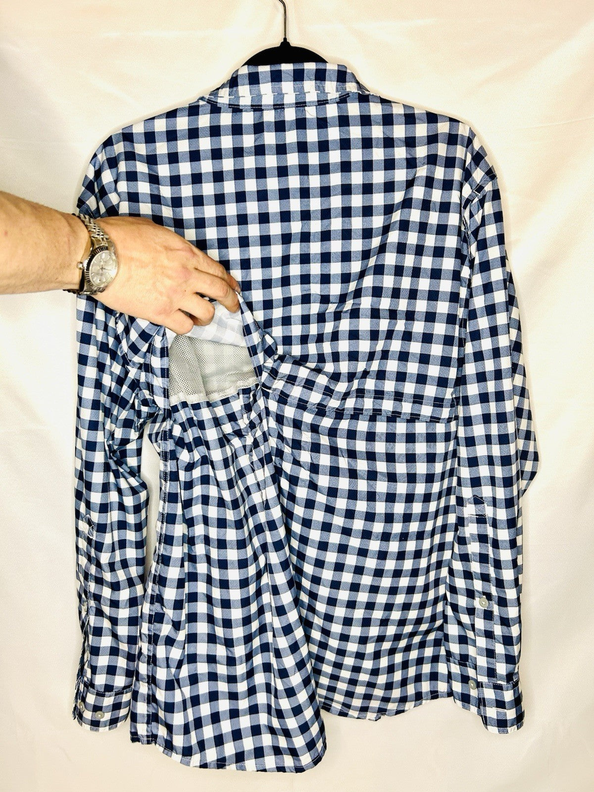 Field & Stream Men's Long Sleeve Latitude Fishing Shirt Gingham Navy/White XL