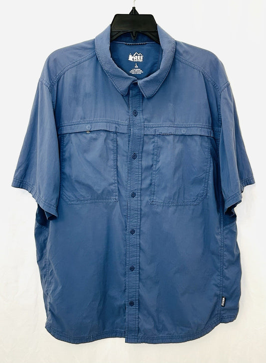 REI Men’s Co-op Sahara Tech Short-Sleeve Shirt In Thunder Blue Size Large