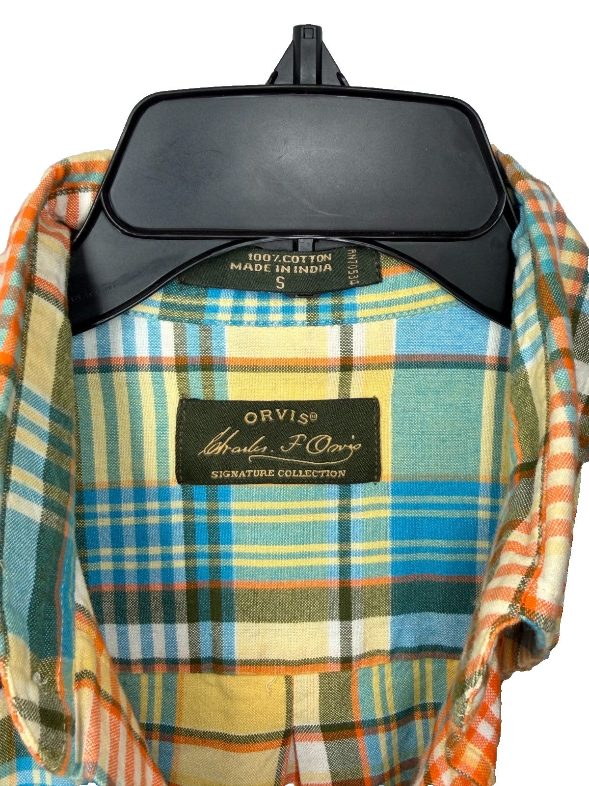Orvis Charles F Orvis Signature Mens S Shirt Short Sleeve Plaid Cotton Button