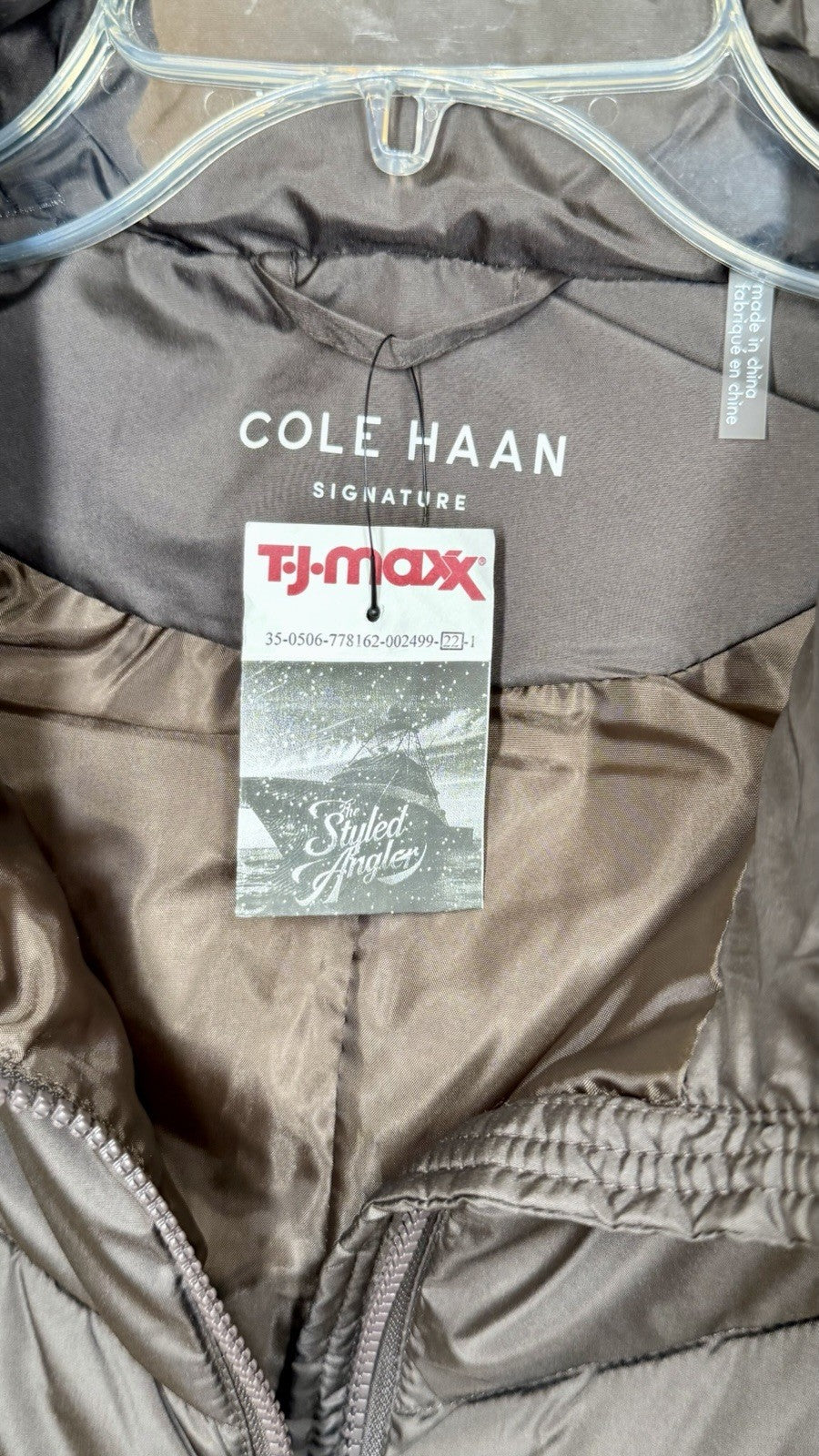NWT Cole Haan Signature Chevron Quilted Vest / Women’s Large / Chocolate