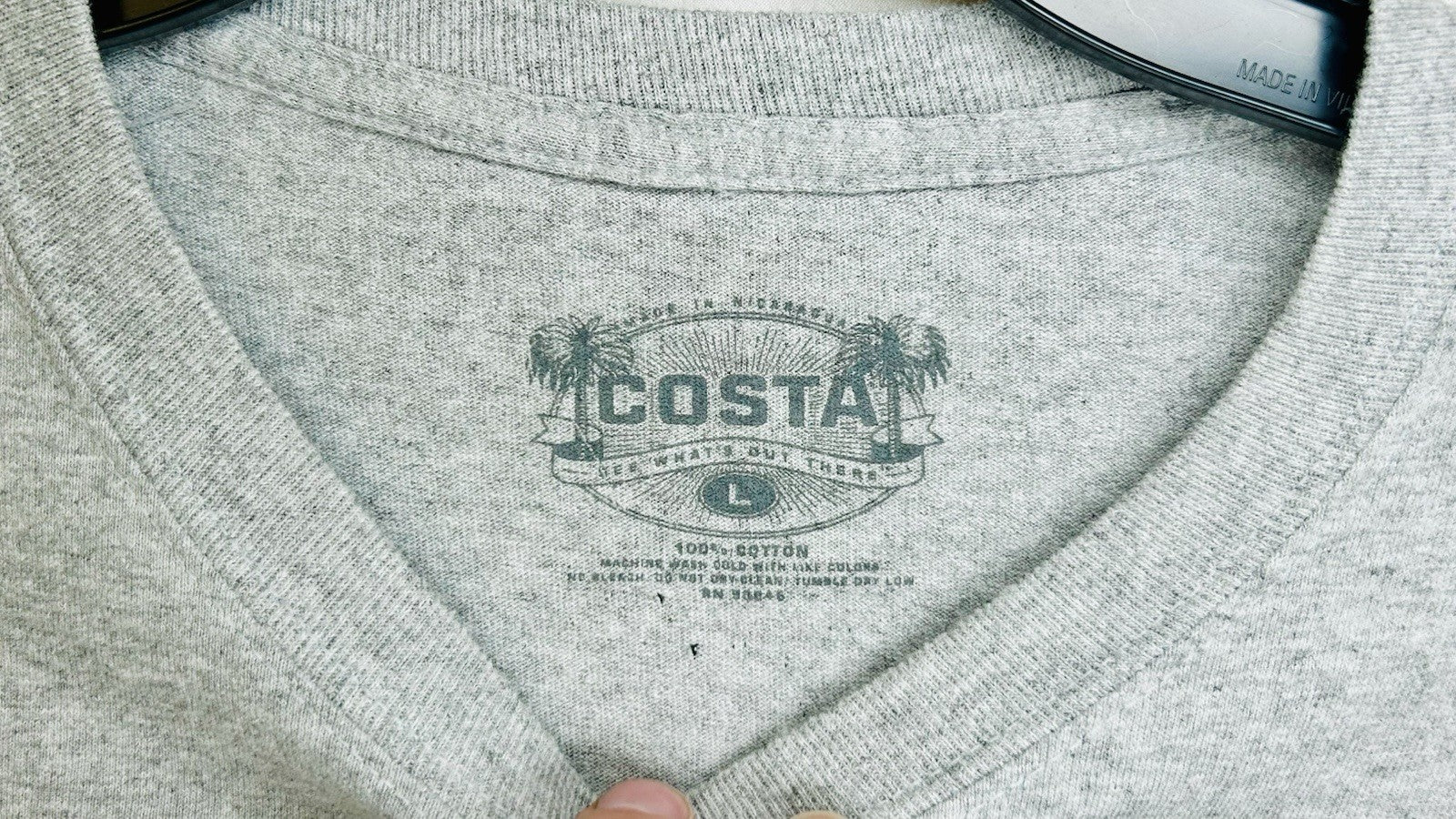COSTA Gray Long Sleeve Top with Arm Print Men’s Large