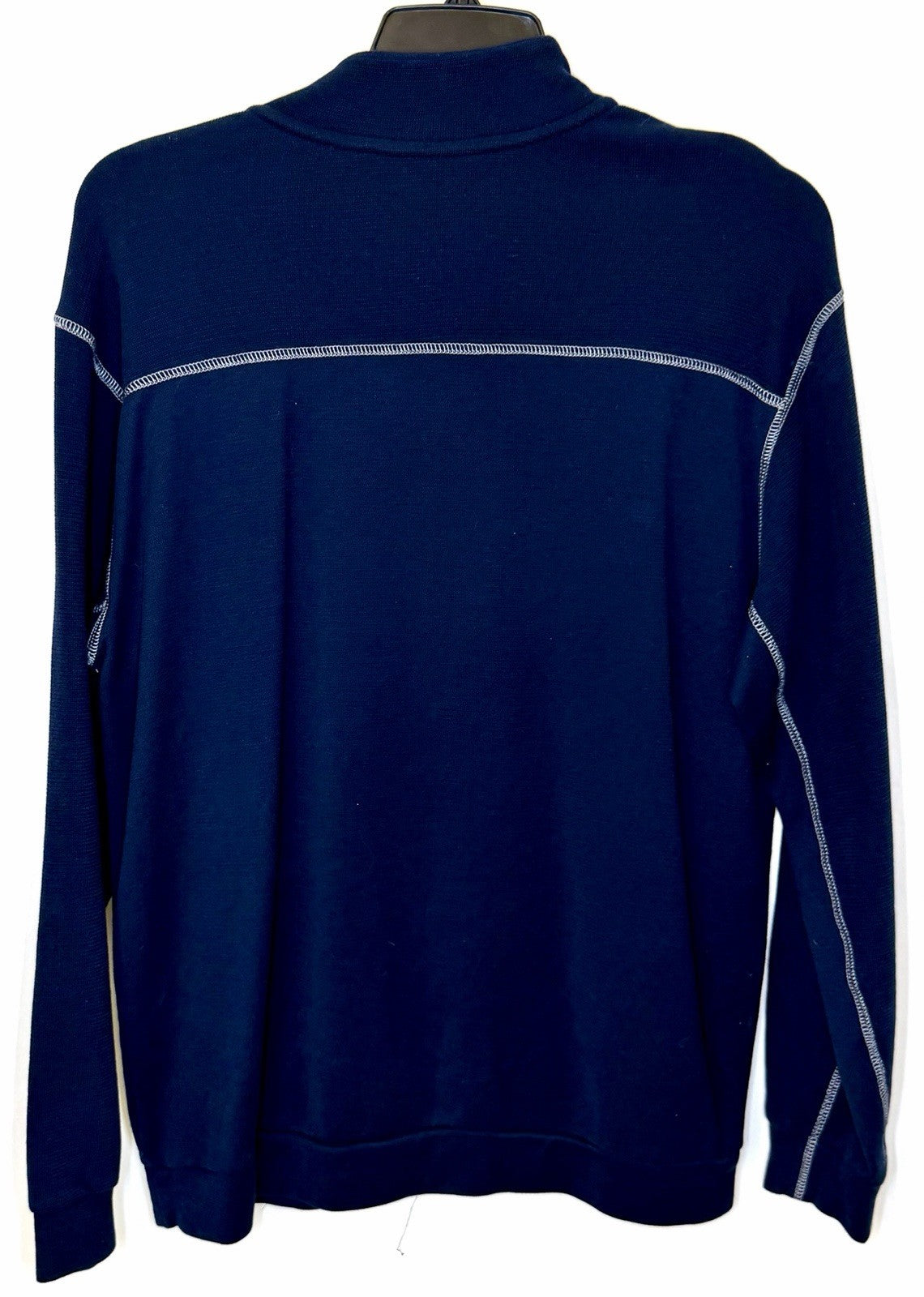Rowm Men Sweater Pullover  X-Large XL Slub Quarter Snap  100% Cotton Blue