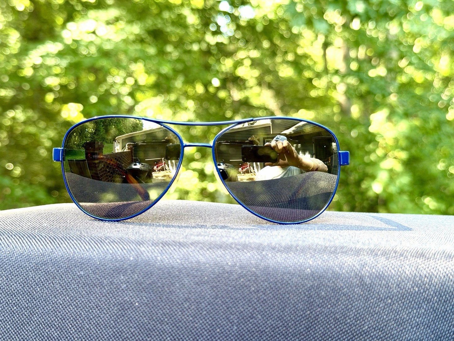 Burberry BE3080 Navy Blue Aviator Sunglasses Check Pattern Temples 59-14-135