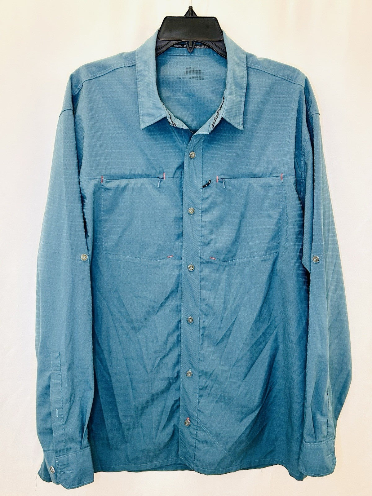 World Wide Sportsman Aqua Blue Long Sleeve Fisherman Button Up Shirt Men’s XL