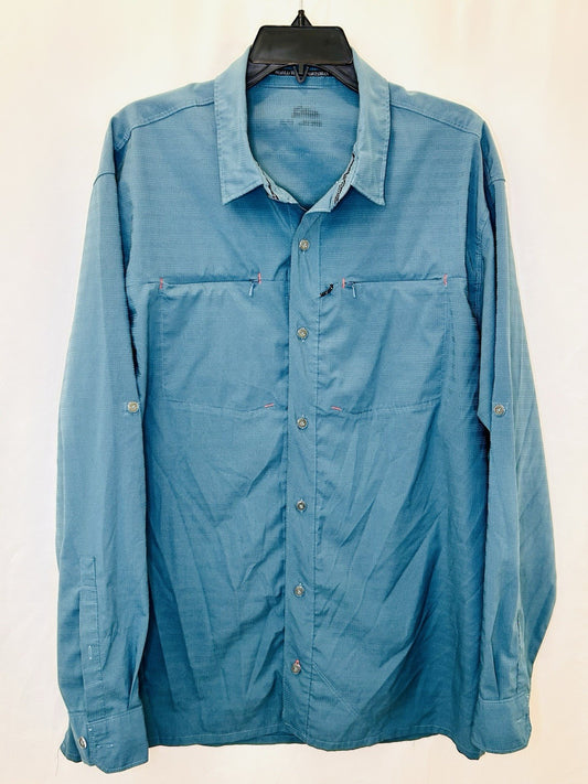 World Wide Sportsman Aqua Blue Long Sleeve Fisherman Button Up Shirt Men’s XL