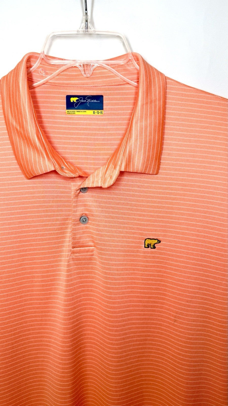 Jack Nicklaus Men's Golf Stay Dri Short Sleeve Polo Shirt Orange Striped Size XL