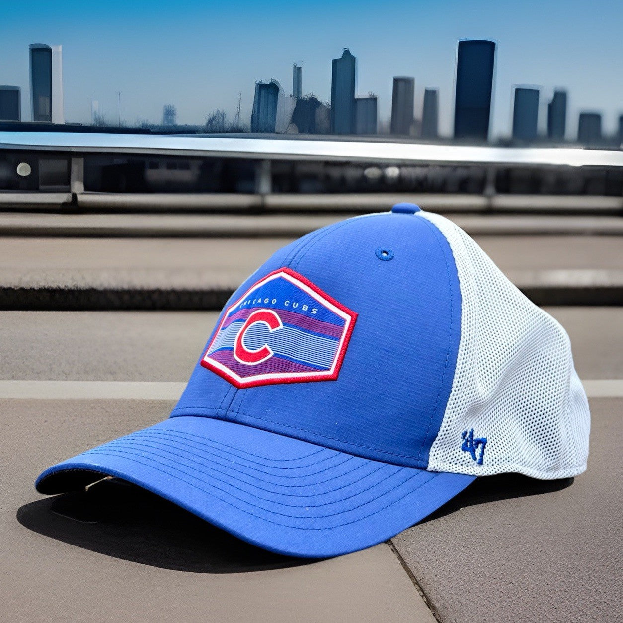 Men's Chicago Cubs '47 Royal/White Burgess Trucker Snapback Hat