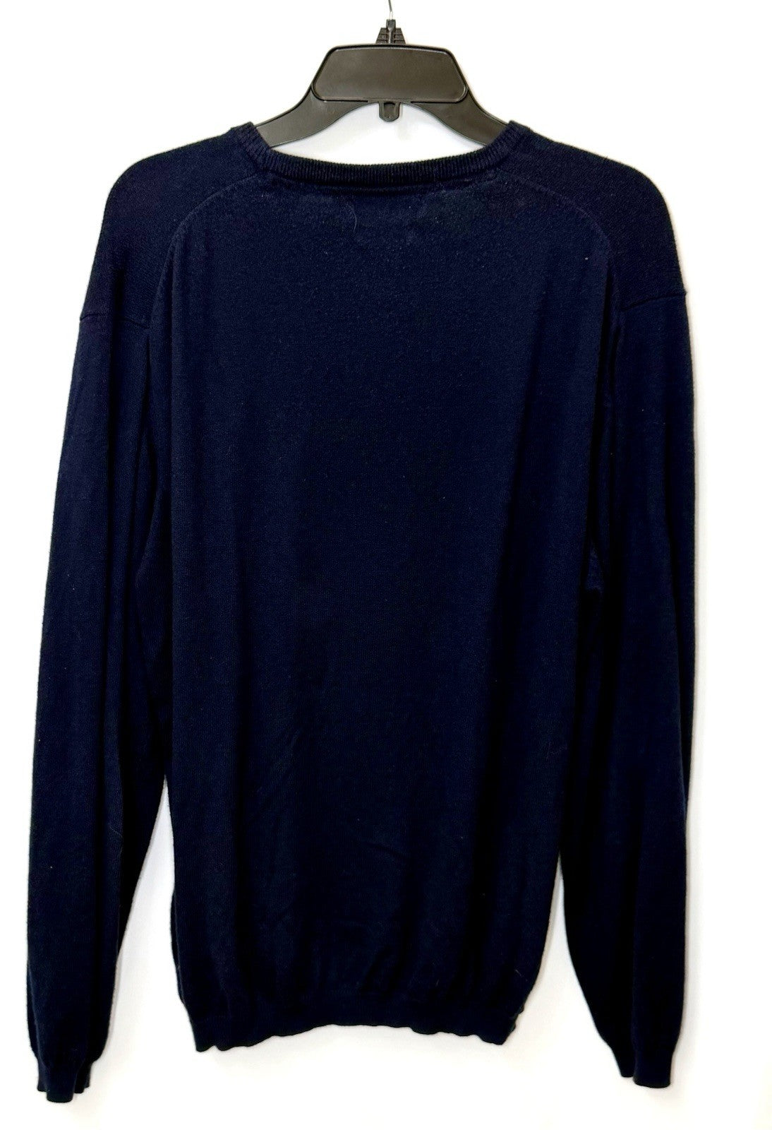 Alan Flusser Men’s Large Pullover Sweater Cotton Cashmere Blue Argyle Crew Neck