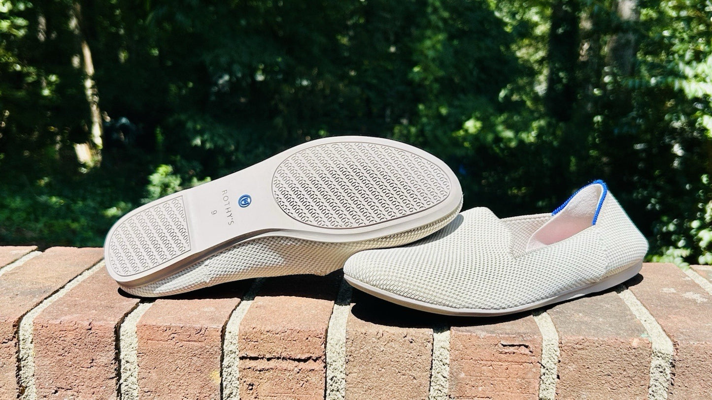 NWOT Rothy's the Loafer in Linen Double Stitch Size 9 -Brown White Slip On Flats