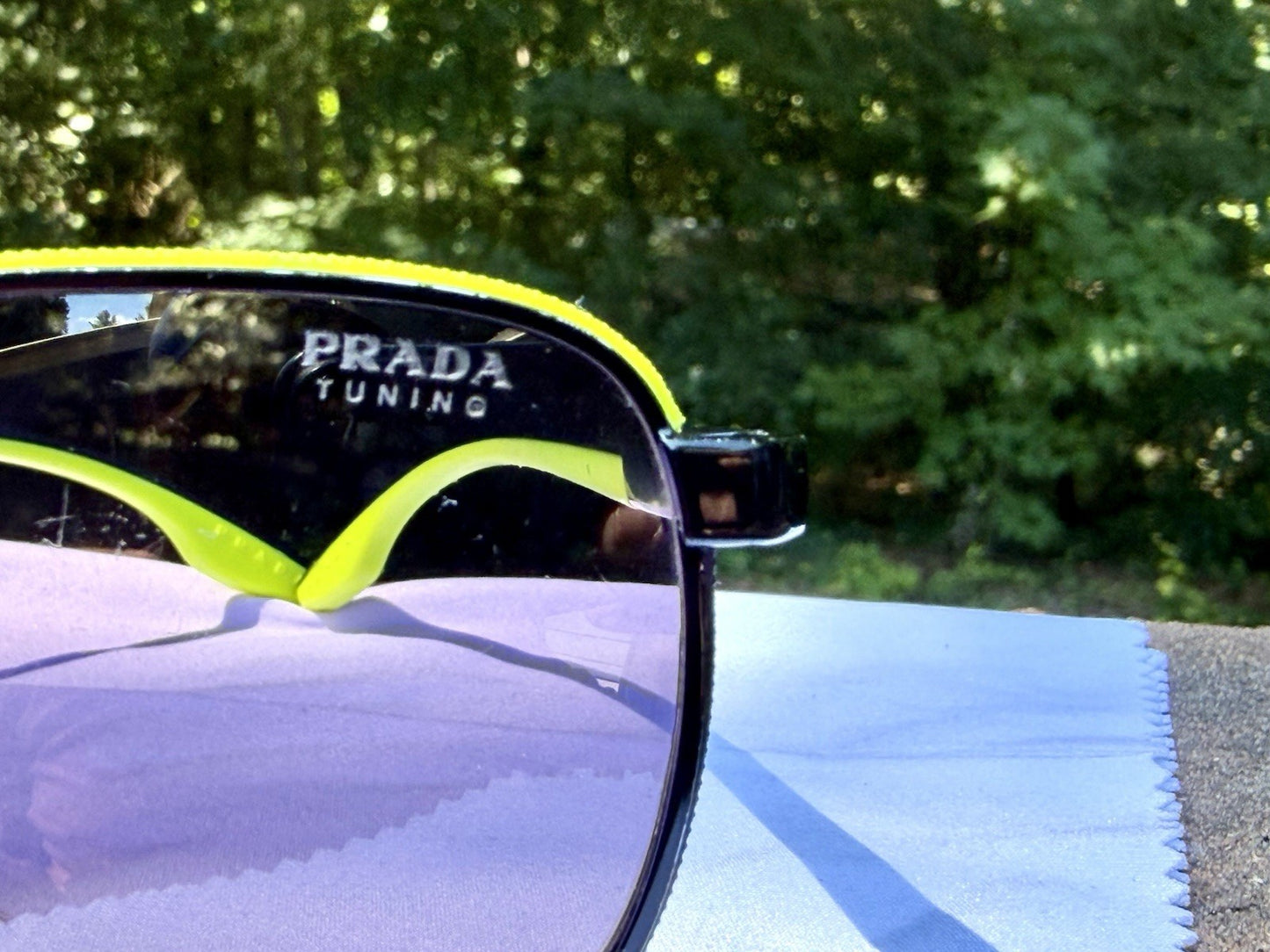 Prada Linea Rossa PS 50YS Sunglasses Matte Black Neon Yellow Aviator 62mm W/ COA