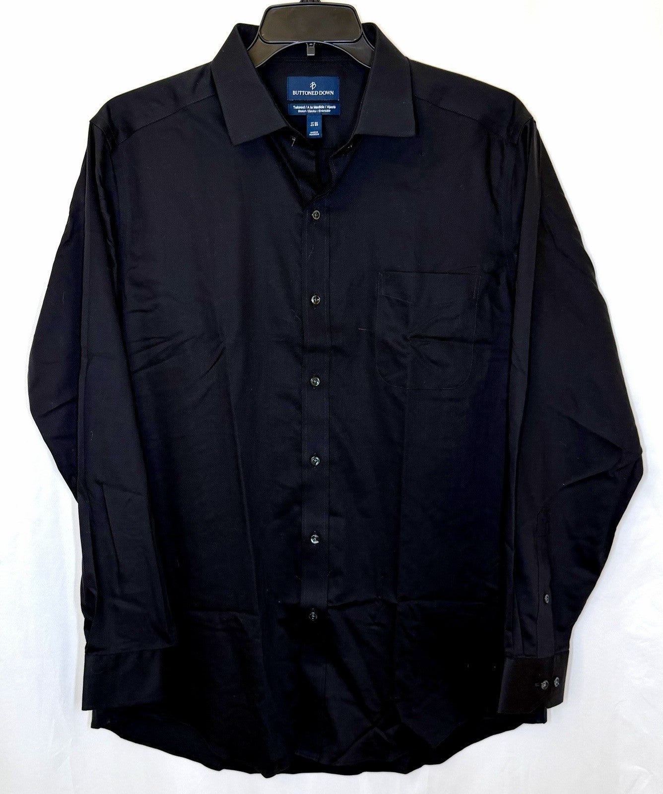 Buttoned Down Men's Tailored Fit Stretch Poplin Dress Shirt 17/35/43/89