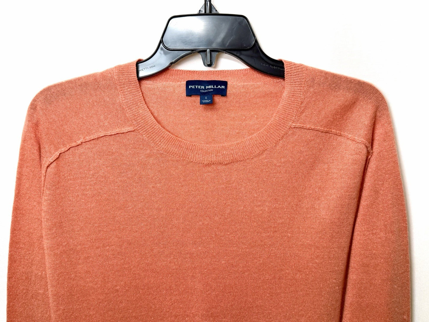 PETER MILLAR COLLECTION Men's L Crewneck Sweater Coral/Orange Luxury NWOT