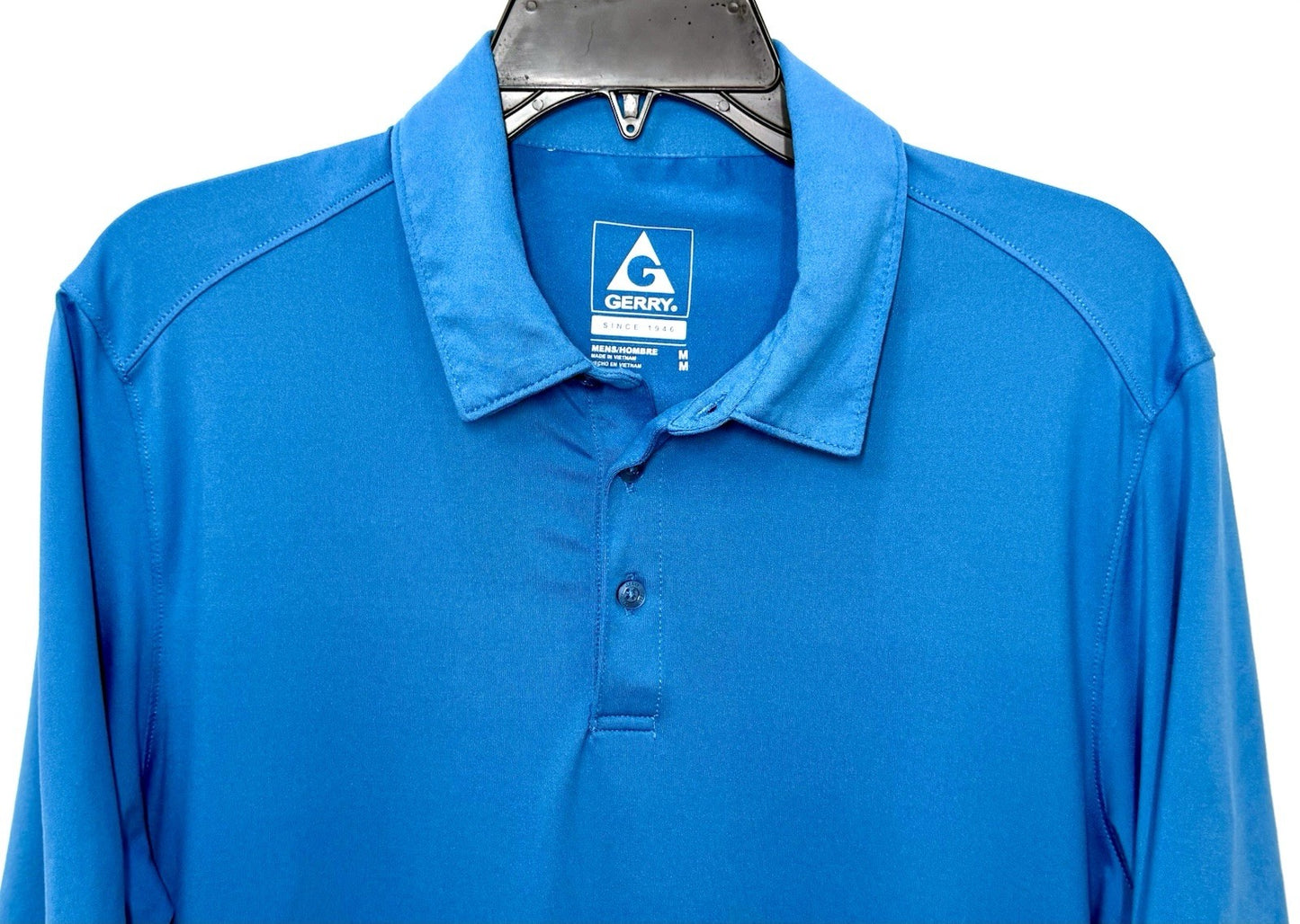Gerry Men’s Blue Short Sleeve Collared 3 Button Comfort Stretch Polo Shirt s M