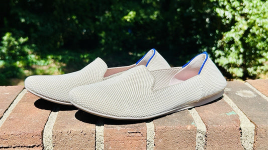 NWOT Rothy's the Loafer in Linen Double Stitch Size 9 -Brown White Slip On Flats