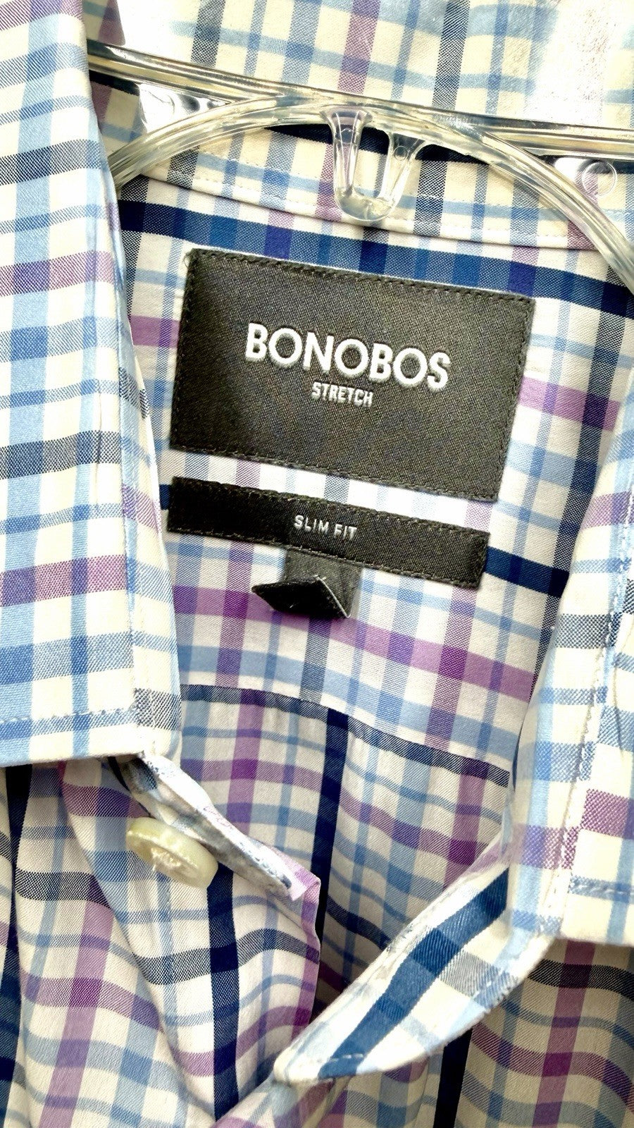 Bonobos Mens Slim Fit Spandex Nylon Blend Long Sleeve Button Down Size Large
