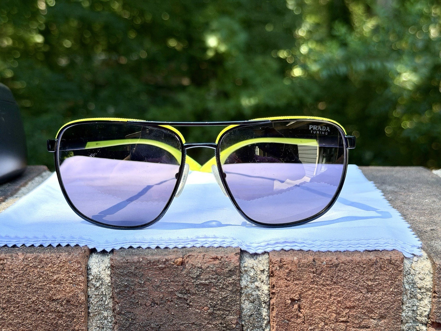 Prada Linea Rossa PS 50YS Sunglasses Matte Black Neon Yellow Aviator 62mm W/ COA