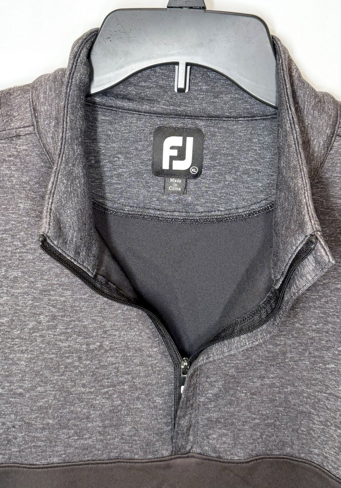 FootJoy XL Heather Yoke Half-Zip Golf Pullover Mid-Layer Black Gray Glen Oaks