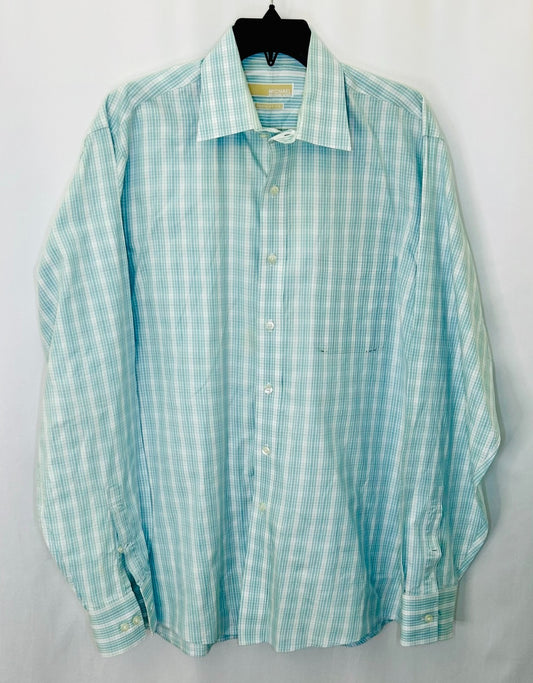 MICHAEL Michael Kors Plaid Button Up Dress Shirt Men's 16.5  32/33 Long Sleeve