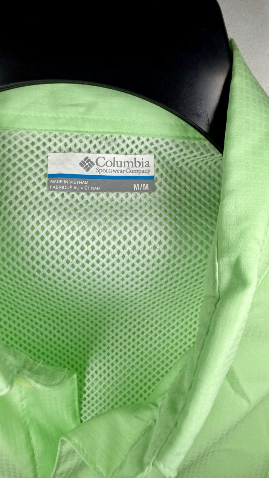 Columbia PFG Men's Vented Short Sleeve Button Down Shirt Medium Light Green