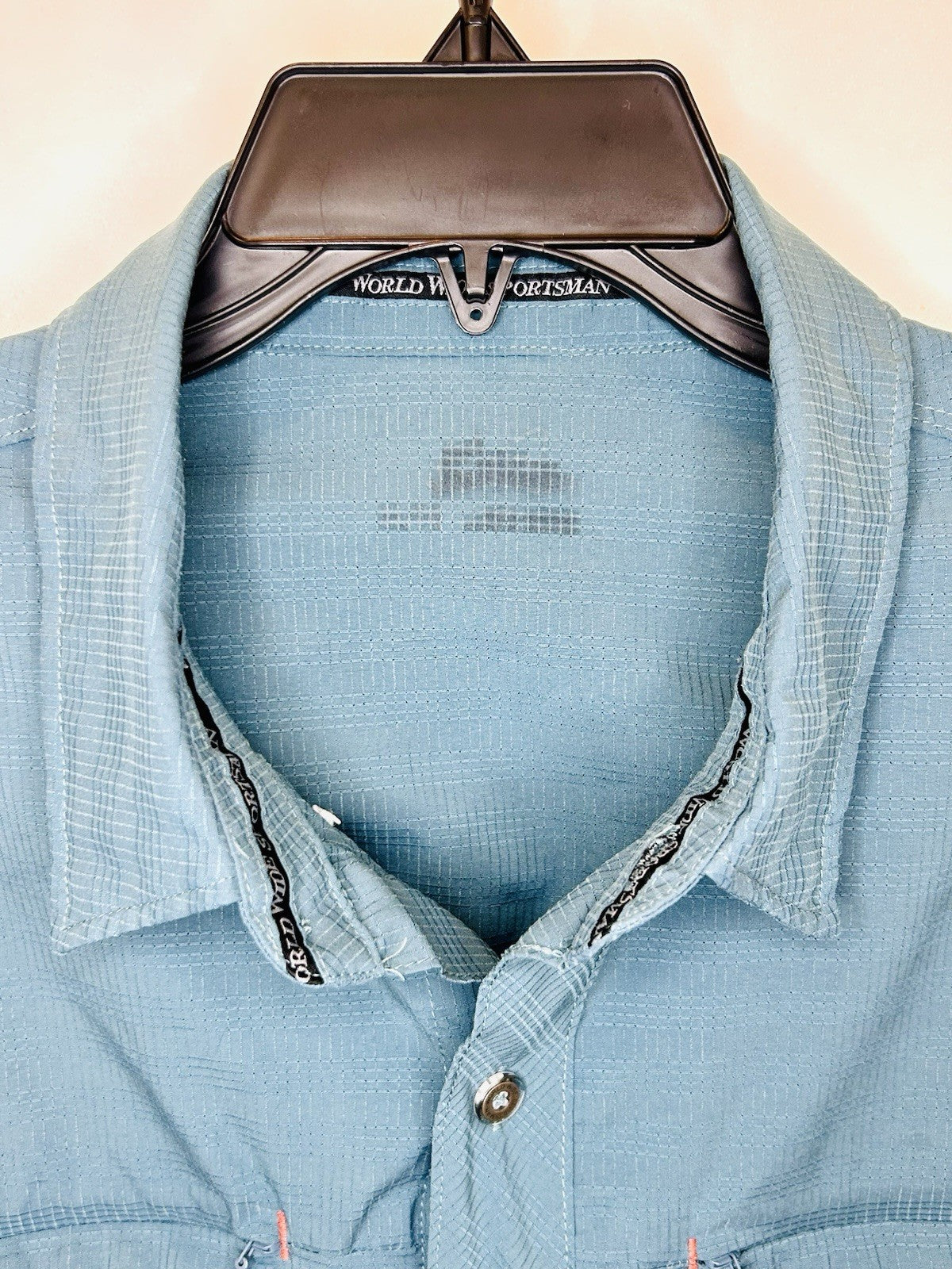 World Wide Sportsman Aqua Blue Long Sleeve Fisherman Button Up Shirt Men’s XL