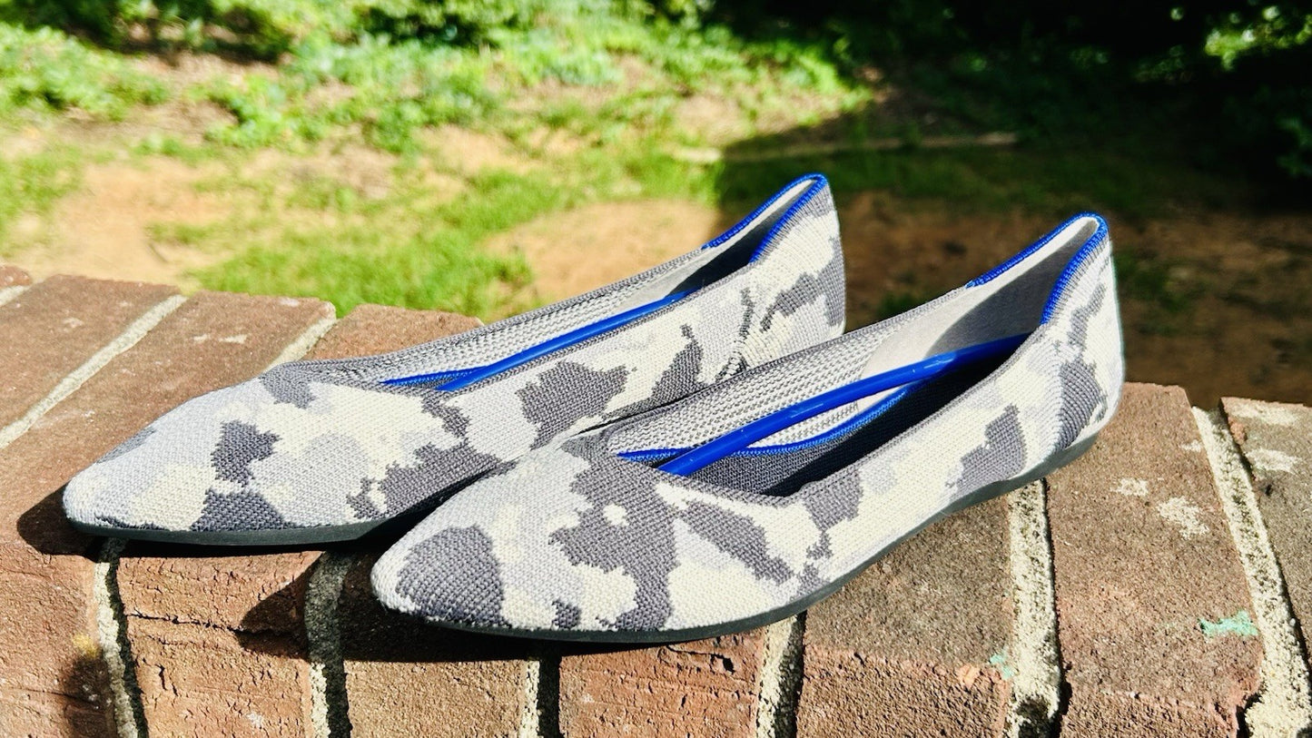 NWOT Rothy's The Point Ash Grey Camo Print Flats RARE RETIRED Size 9