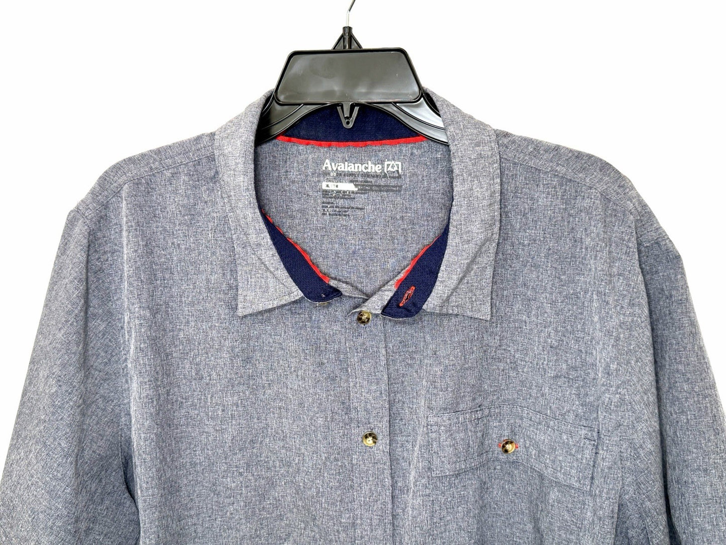 Avalanche Shirt Mens Size Large Blue Short Sleeve Button Up Performance Hiking