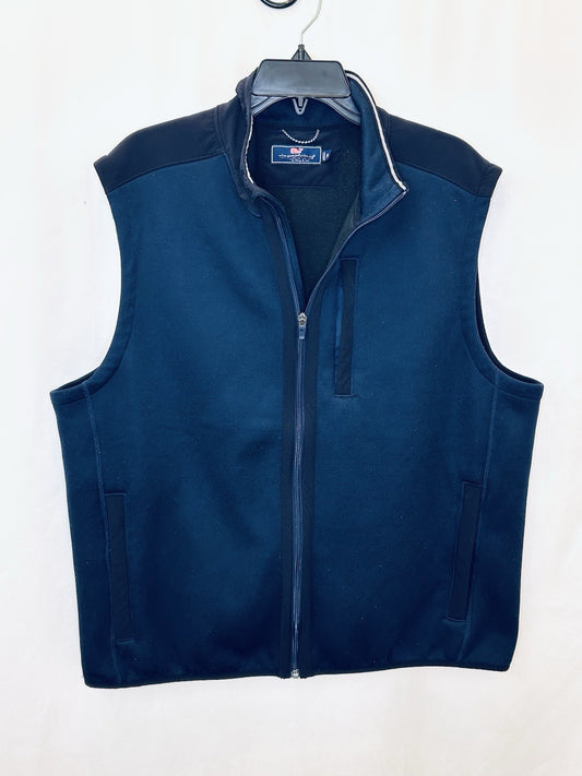 Vineyard Vines Mens XL Blue Shep and Ian Mountain Sweater Vest Utility Fleece