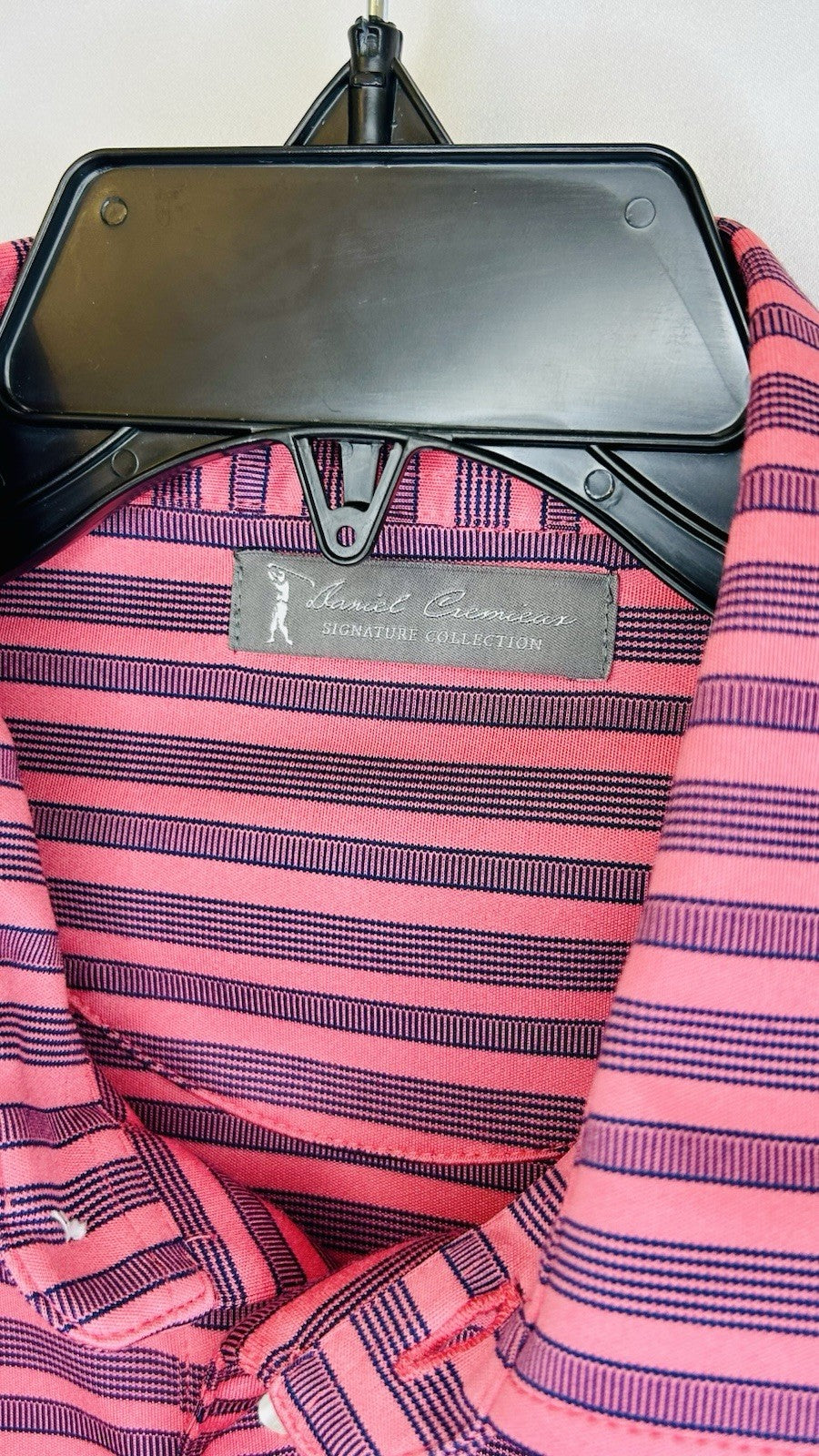 Daniel Cremieux Signature Collection Mens Large Red Striped Athletic Golf Polo