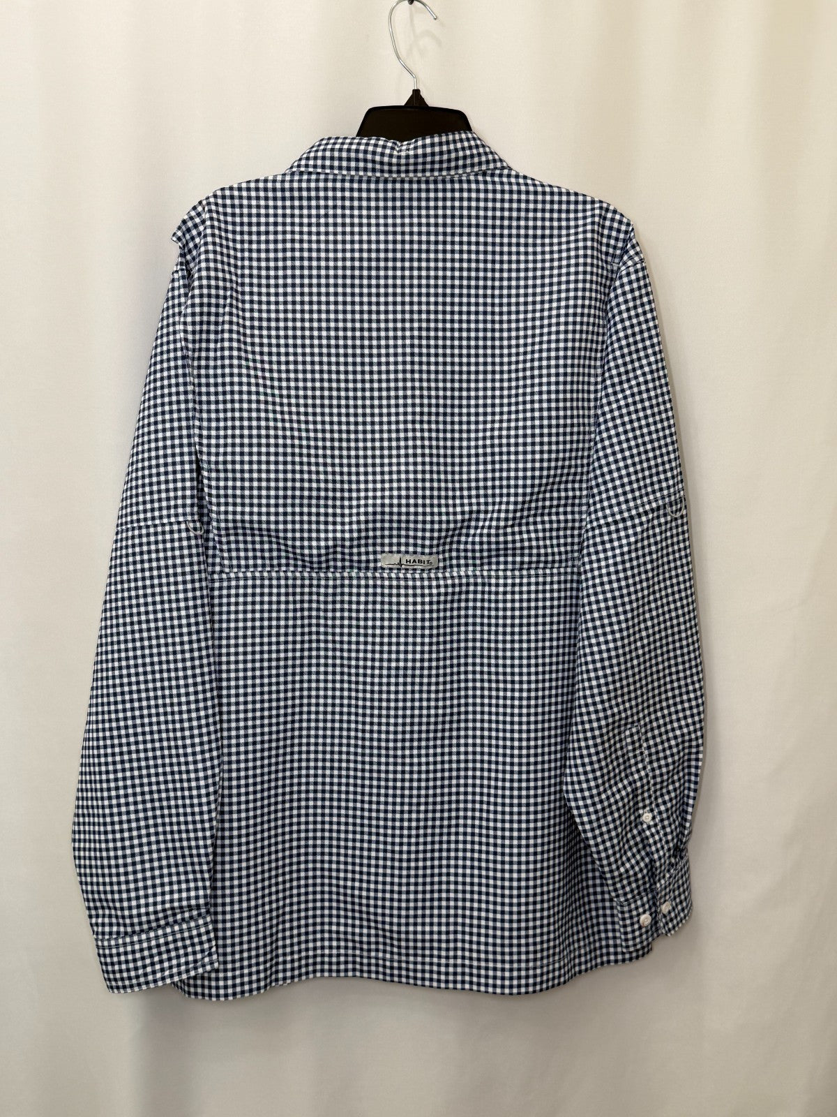 Habit Men's Large Blue Gingham Plaid Long Sleeve Vented Fishing Button Up Shirt