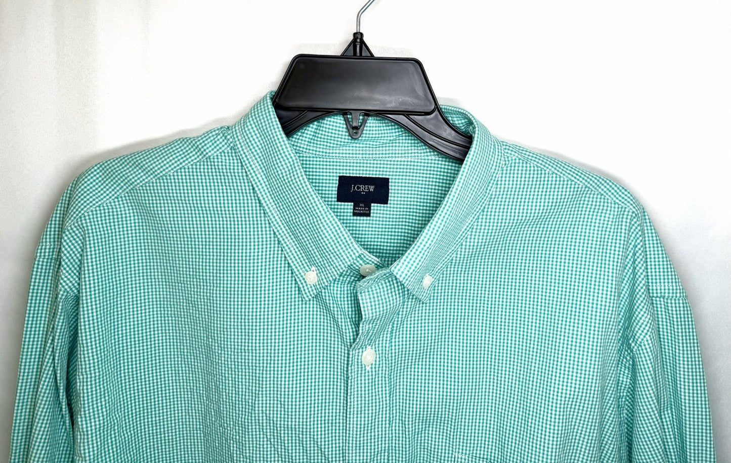 J.Crew Shirt Men's Sz  XL Green Purple Gingham 120's 2 Ply Long Sleeve Button Up