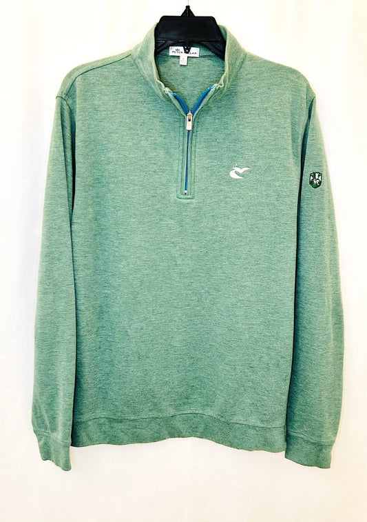 PETER MILLAR Mens L LARGE PULLOVER  CROWN COMFORT 1/4 ZIP POLO GREEN |NEW $140
