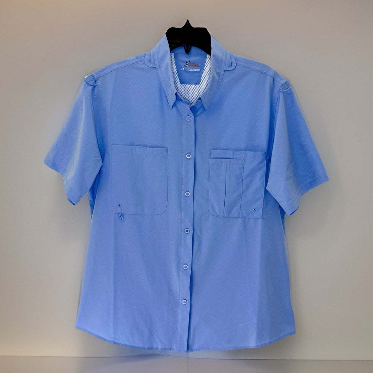 World Wide Sportsman Fishing Shirt Men’s L Periwinkle Vented Short Sleeve Button