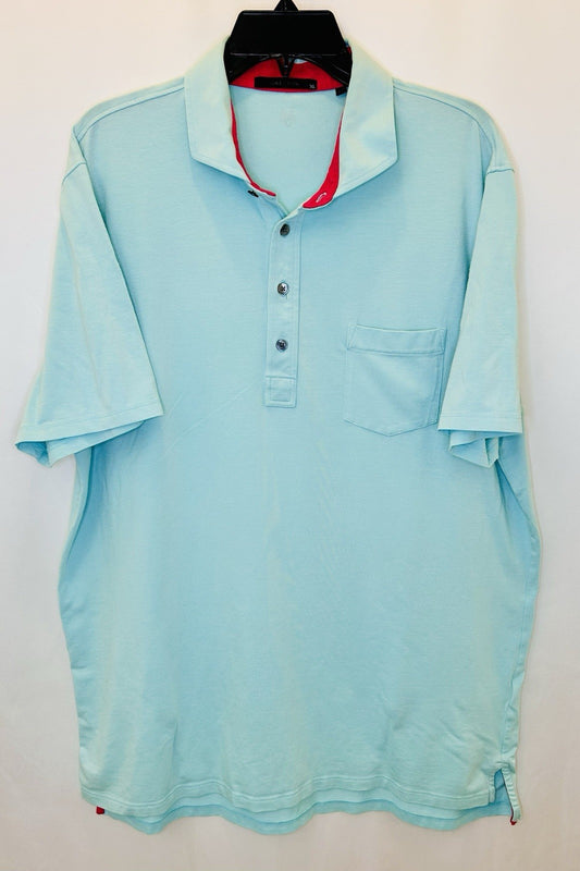 Grayson Golf Polo Men Shirt XL Aqua Blue Short Sleeve Performance Casual Stretch