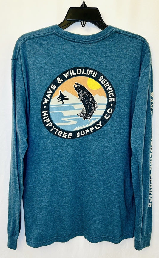 HippyTree Supply And Wave & Wildlife Service Co Long Sleeve Blue Men’s Large