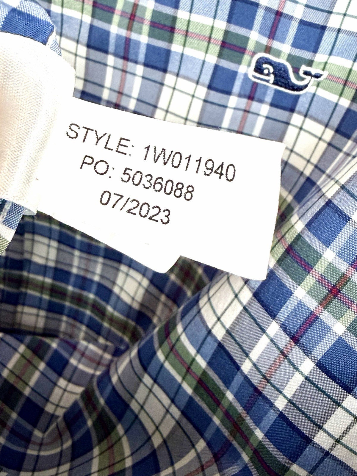 Vineyard Vines Whale Shirt Men Large L Classic Fit Performance Plaid Long Sleeve
