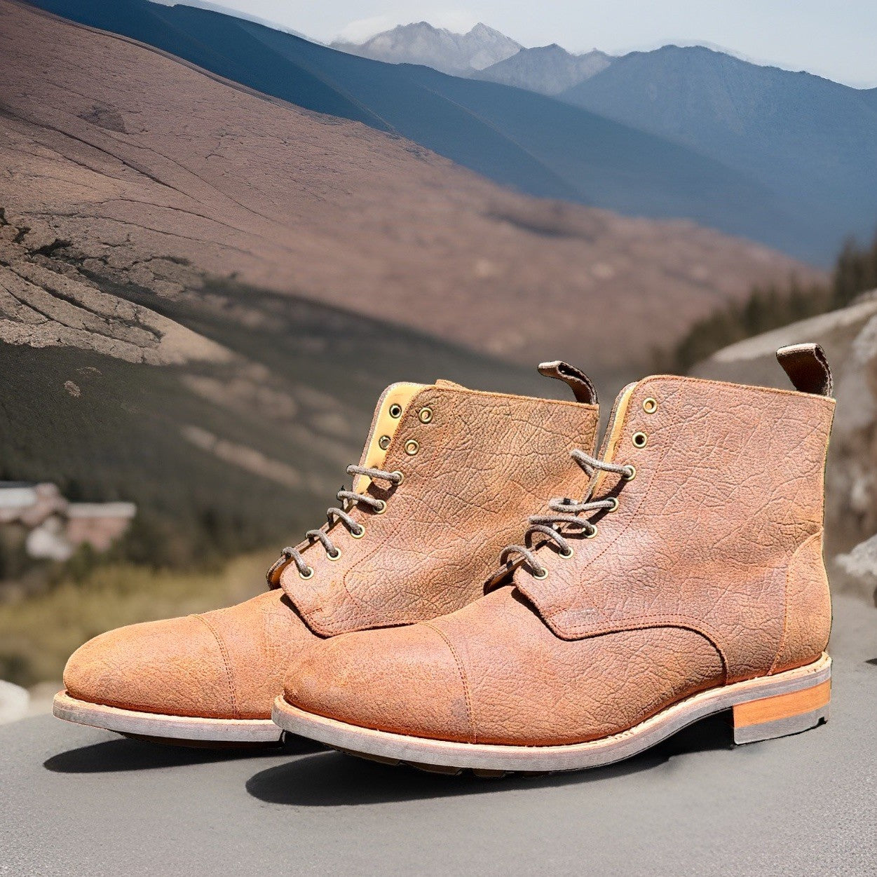 TAFT The Dragon Men Boots Size 10 Rust Brown Textured Leather Cap Toe NIB 952029