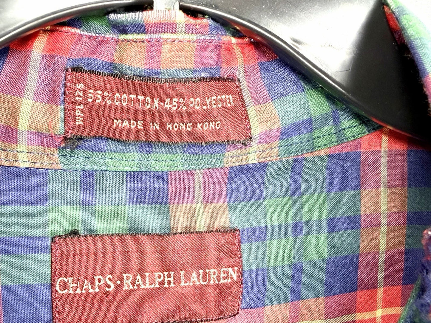 Vintage 90s Chaps Ralph Lauren Shirt Mens Large Red Green Plaid Button Down