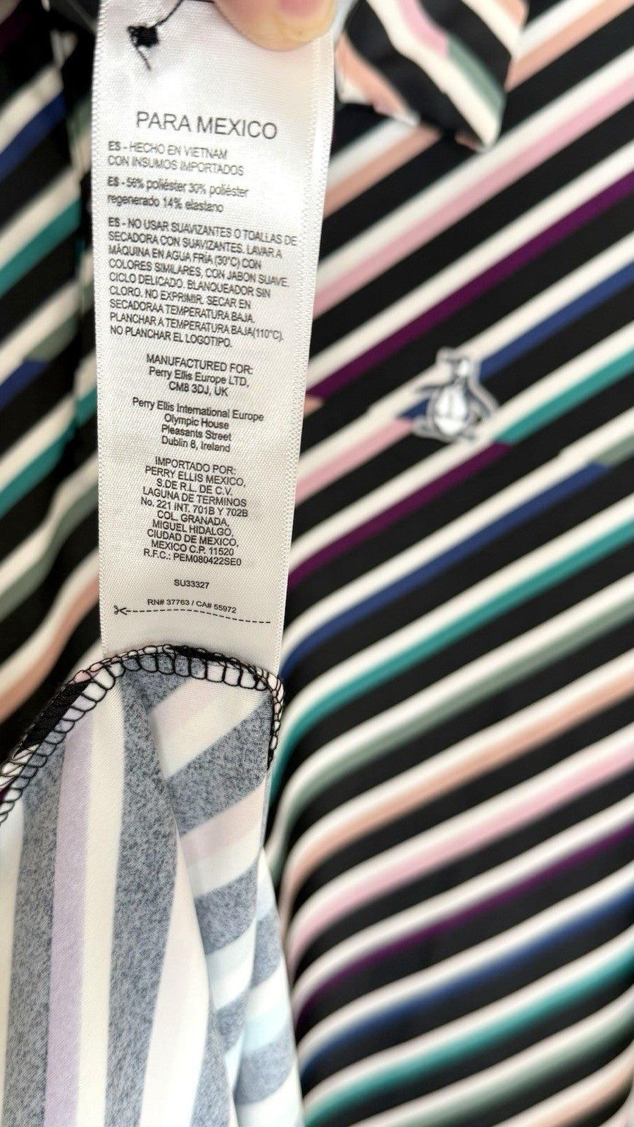 PENGUIN Men's Polo Shirt XL by Munsingwear Performance Stretch Golf Multi Strip