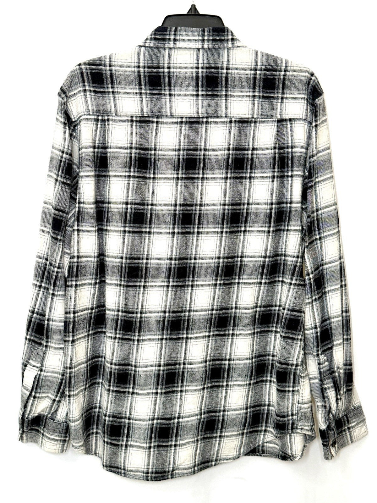 FIELD & STREAM Mens XL Flannel Shirt Black White Plaid Long Sleeve Heavyweight