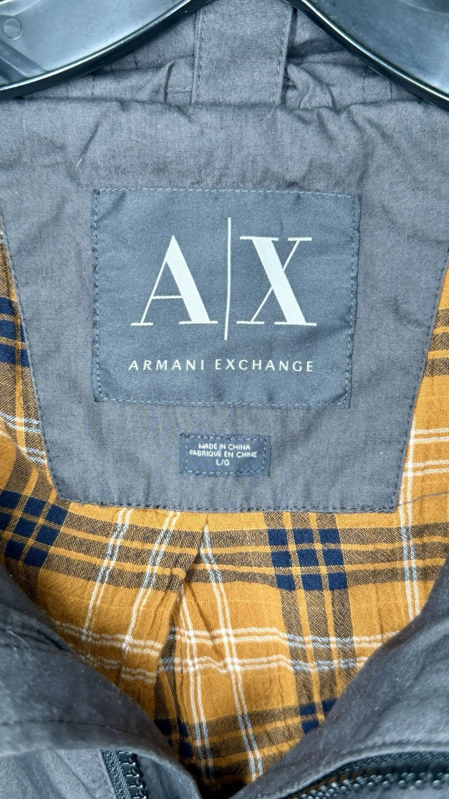 ARMANI EXCHANGE A/X  Hidden Hood  Dark Gray Jacket Mens Size Large - Worn Twice