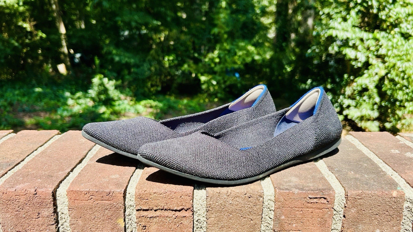 Rothys The Point Ballet Flats Womens W7 Black Knit Fabric Casual Comfort Shoes