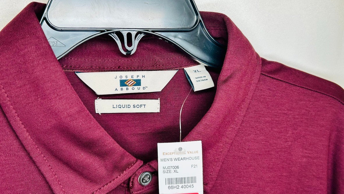 NWT!! JOSEPH ABBOUD Men's XL Liquid Soft Fuchsia Short Sleeve Collar Polo SHIRT
