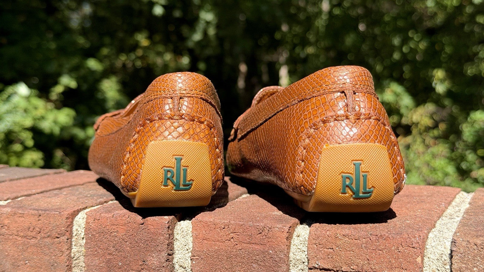 Lauren Ralph Lauren / Women's Camila Moccasin Size 10B / Polo Tan Glossy Snake