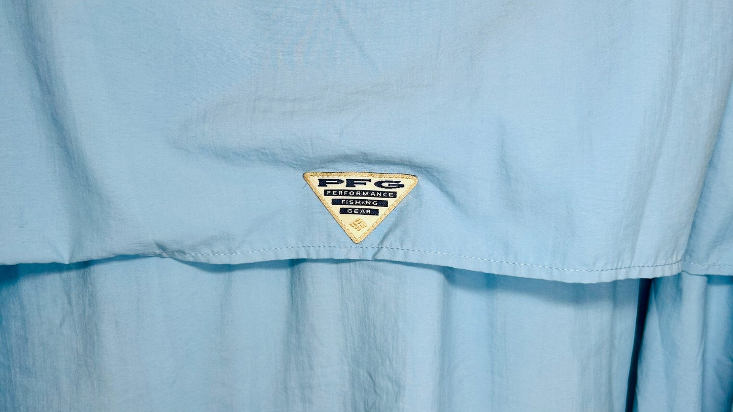 Columbia PFG Blue Long Sleeve Fishing Shirt Mens Size Large Vented Outdoors `