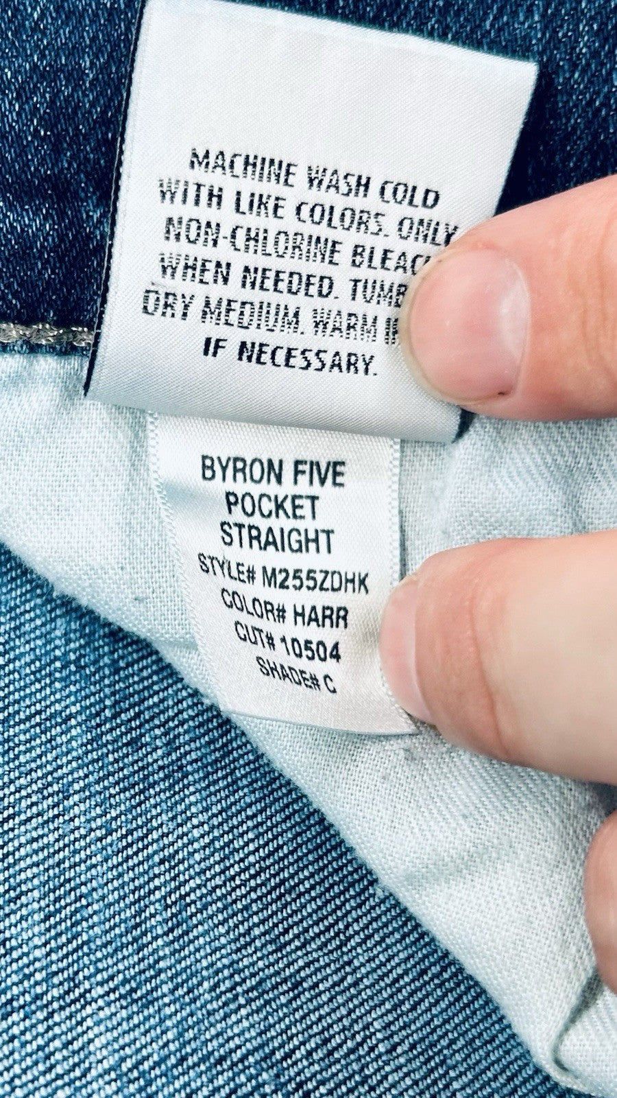 Hudson Jeans Mens 33x32 Byron Five Pocket Straight Blue Button-Fly Preppy City