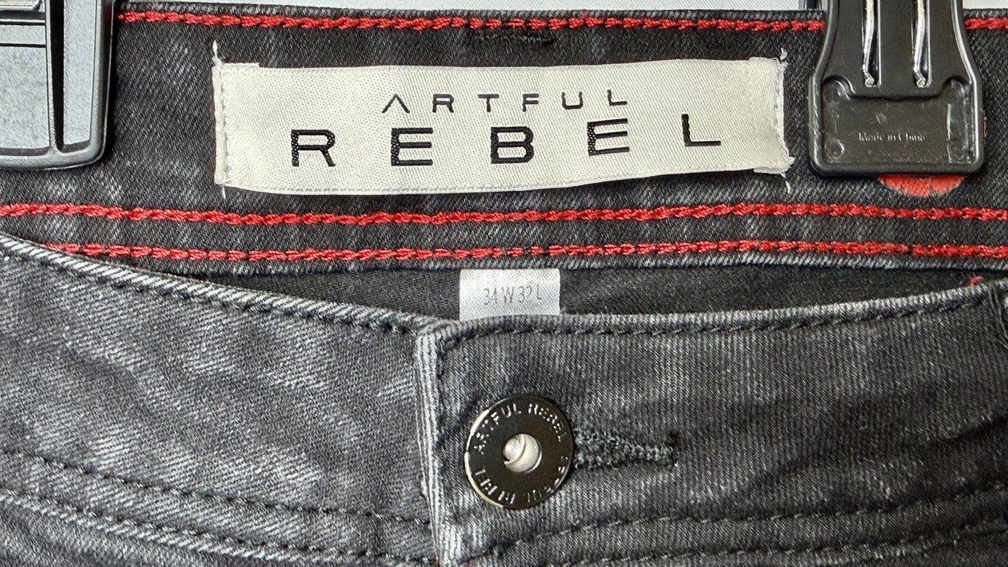 Artful Rebel Jeans Mens 34x32 Black Jax Slim Fit Straight Leg Stretch NWOT