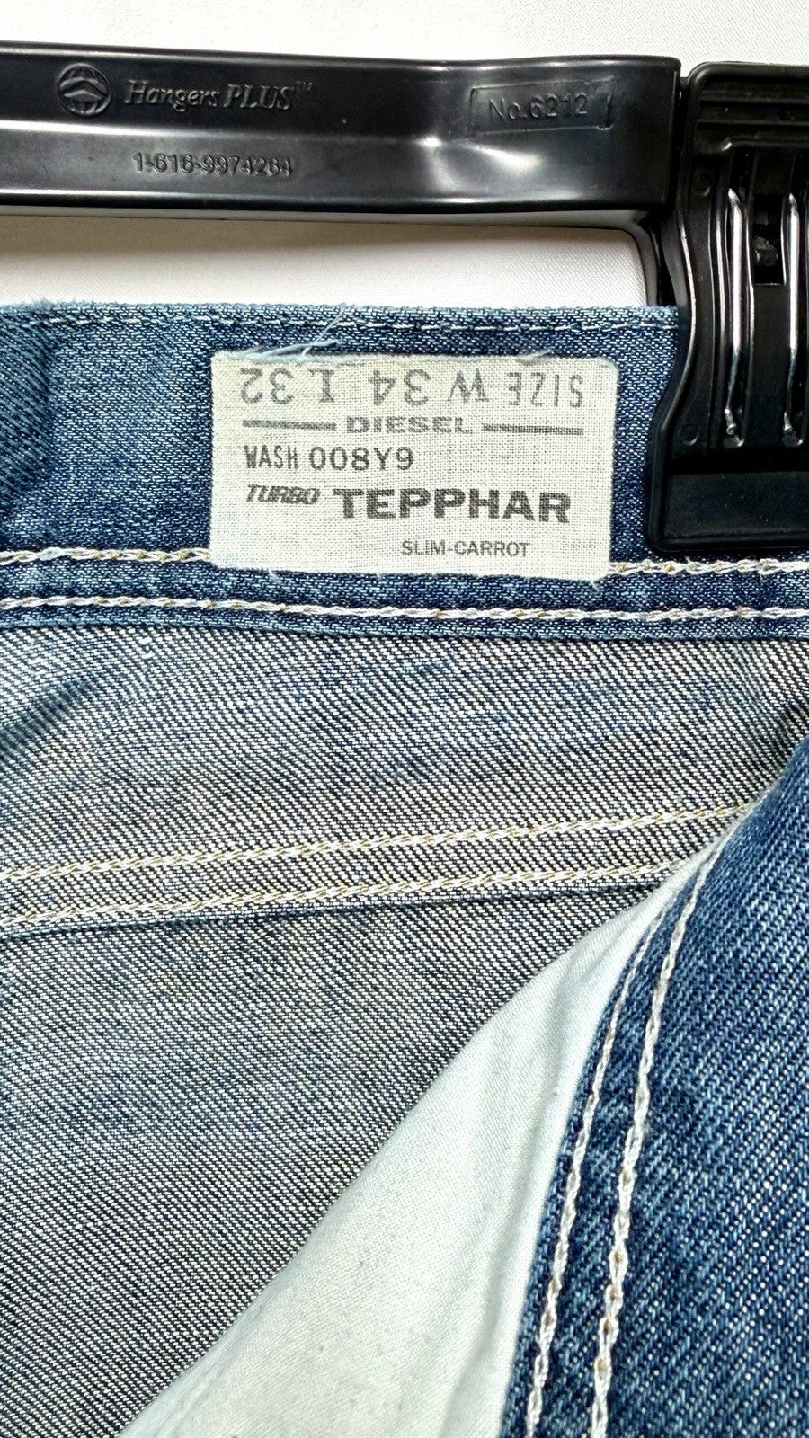 Diesel Jeans Tepphar Slim Carrot Dark Button Fly Skinny Jeans Men's 34x32